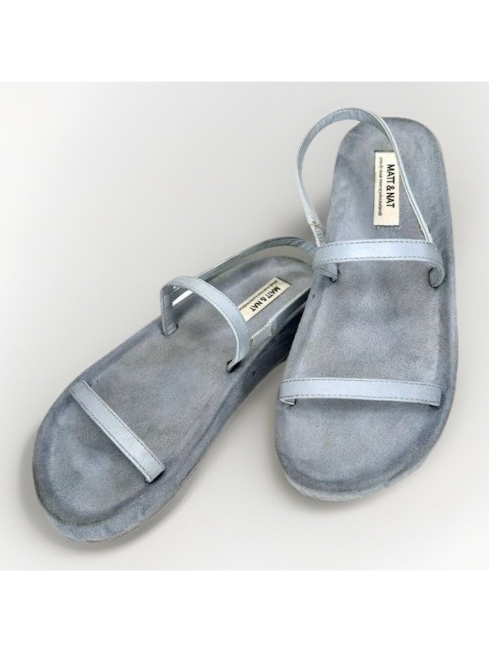 Matt & Nat Maher Strappy Sandals Womens 8 Blue Vegan Slingback Comfort Recycled